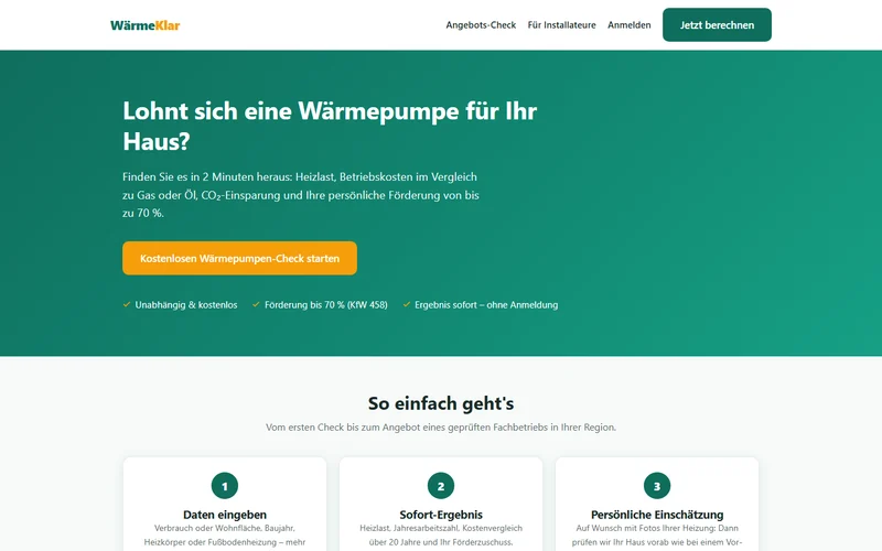 Startseite von WärmeKlar